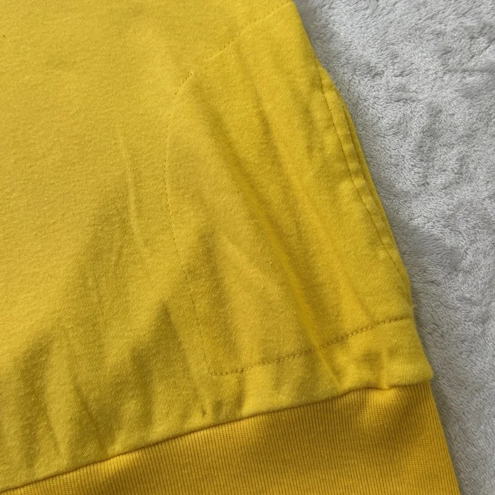 Vintage 70s Jill Short Sleeve Sweatshirt Yellow V Neck Kangaroo Pocket Women's M